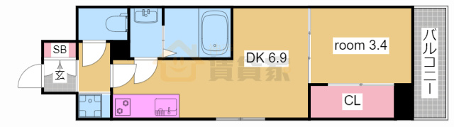 神戸市兵庫区西多聞通１丁目の賃貸マンションの間取り