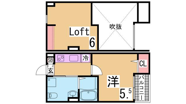 神戸市長田区真野町のアパートの間取り