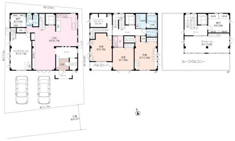 \住宅街を見下ろす開放的な大型バルコニー/共恵二丁目中古戸建の画像