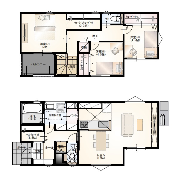 姫路市飾磨区今在家北２丁目の新築一戸建の間取り