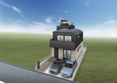 【外観パース】 | ◆日野市南平新築住宅◆ | 建物完成パースです。モダンな建物になります。