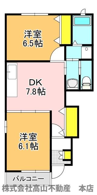 遠賀郡岡垣町旭南のアパートの間取り