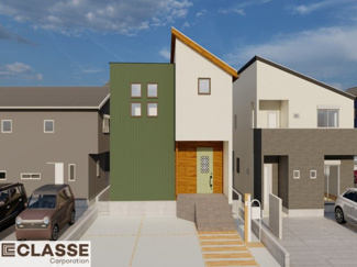 【外観パース】 | 城陽市寺田宮ノ谷　売土地　建築条件付き | ・参考プラン価格：1930万（別途外構費187万、造成費等）
・建物価格は参考価格になります。
（弊社標準建物24坪で計算した価格です）
・参考プラン延床面積：82.62㎡