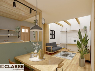 【外観パース】 | 城陽市寺田宮ノ谷　売土地　建築条件付き | アトリエスタイルハウス仕様の窓はペアガラス、サッシはアルミ×樹脂複合のハイブリットサッシを採用。ガラスの間には断熱性の高いアルゴンガスを充填しておりますので、より断熱性能が高まる仕様になっております。