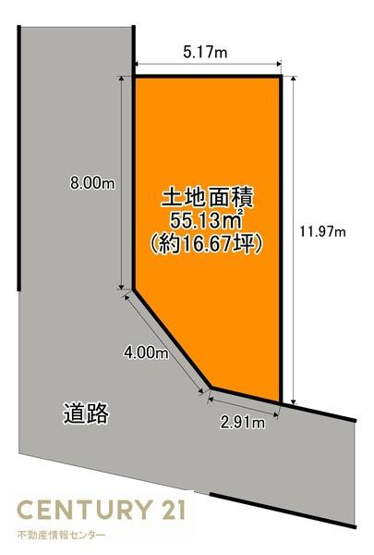【土地図】 | 北村２丁目　建築条件付き宅地 | ＜建物参考プラン例＞
価格２０００万円（税込）、建物延床面積１２１．１１平米、４ＬＤＫ、木造３階建