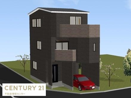 【その他】 | 北村２丁目　建築条件付き宅地 | イメージパースになります。
＜建物参考プラン例＞
価格２０００万円（税込）、建物延床面積１２１．１１平米、４ＬＤＫ、木造３階建