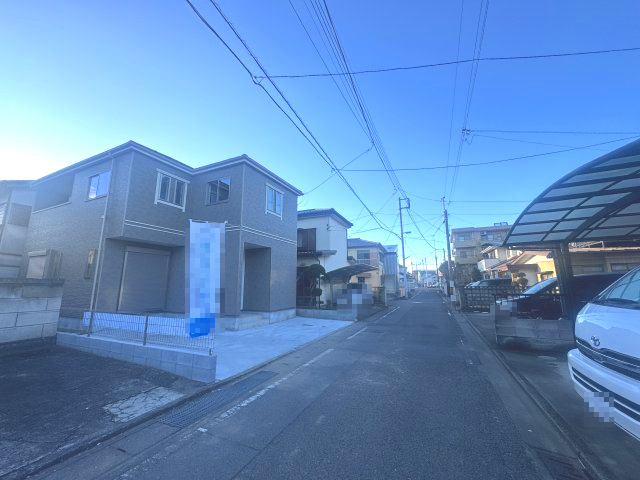 新築　高崎市竜見町2期　Heartful　Town　1号棟の前面道路含む現地写真|北東側接道幅員約4.5ｍ