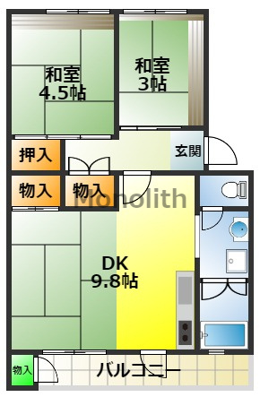 堺市南区茶山台２丁の賃貸マンションの間取り