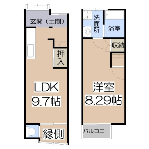 【間取り】 | レトロハウス播磨町 | レトロハウス播磨町　1LDK　二人住まいでもＯＫです。　