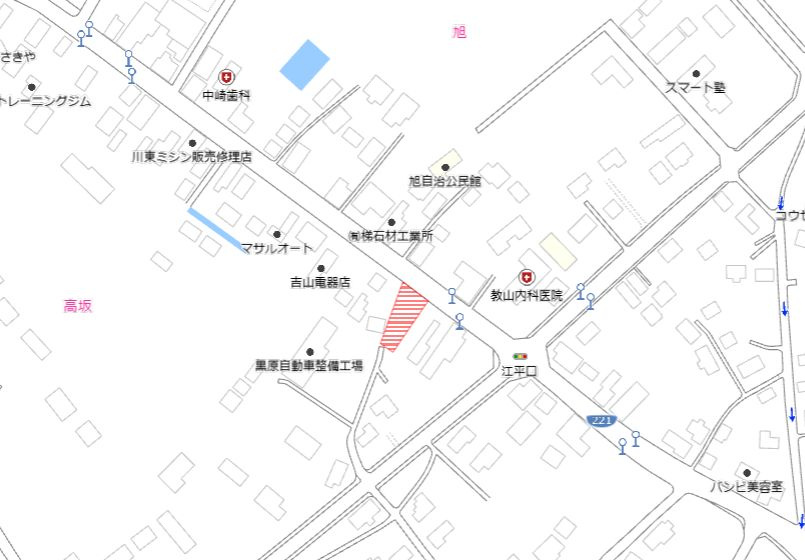 都城市高崎町大牟田の売地の土地図