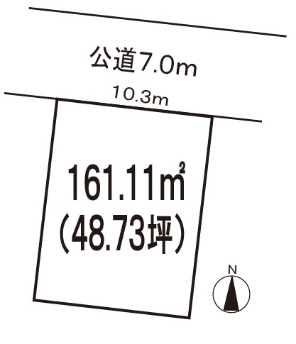 小牧市大字久保一色　売地の土地図|更地渡し。敷地４８.７３坪・間口１０.３ｍ。