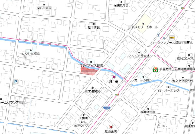 都城市下川東２丁目の売地の土地図