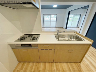 シンプルなデザインと使いやすさを兼ね備えた対面式システムキッチンは、効率的な作業スペースを提供し、家族やゲストとのコミュニケーションを促進します。