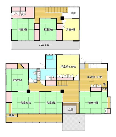 南アルプス市上市之瀬戸建て８DKの間取り|住居部分