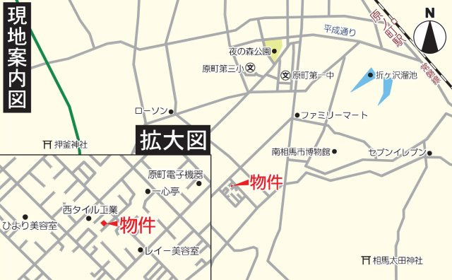 原町区本陣前3丁目　原町第三小・原町第一中　耐震住宅の地図