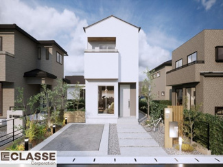 【外観パース】 | 宇治市神明宮北　売土地　建築条件付き | お客様のお好みに合わせて、外観デザインも一緒に作り上げていきます。「ひと目で分かるアトリエの家」をコンセプトに、木・金属・吹抜けを組み合わせ”あなたらしさ”を表現できる外観づくりが可能です。