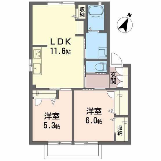 【間取り】 | シャーメゾンK・T | 2LDKのお部屋です