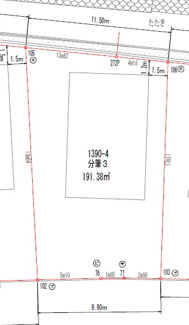 【土地図】 | 中村3丁目1390-4土地（更地）57坪（3号地） | （3号地）