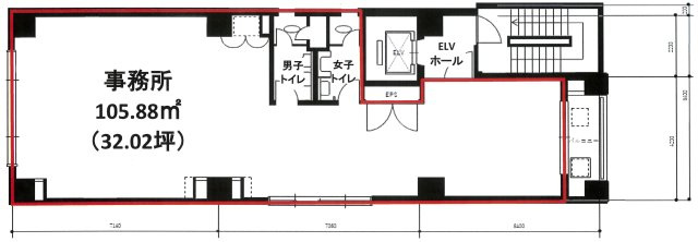 港区芝２丁目の事務所の間取り