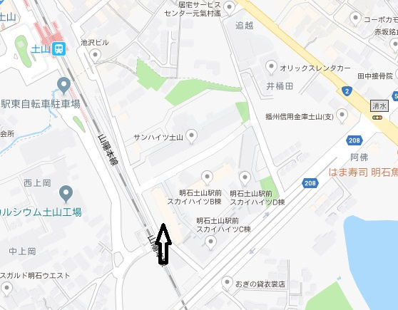 明石土山駅前スカイハイツB棟　5階の地図