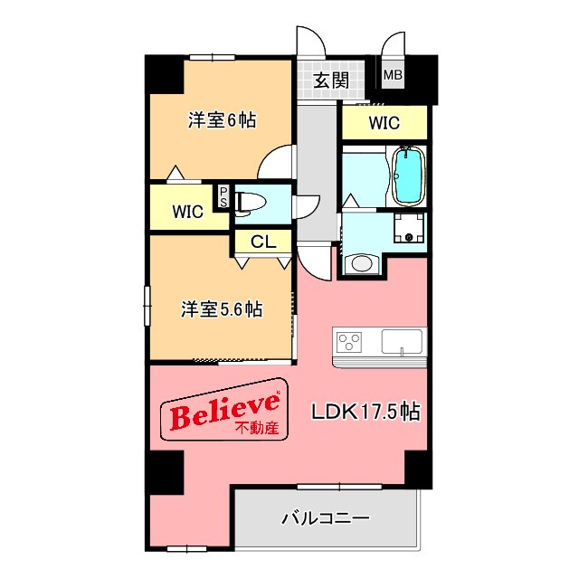 プラージュポインテ六ツ門の間取り|使い勝手の良い間取りです♪