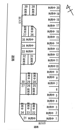カーパーク暁（東口）　空き台数（3台）の区画図
