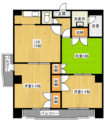 欠町 イーストガーデン ポプラ館の間取り