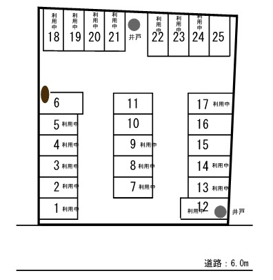 橋本駐車場　空き台数（6台）の区画図