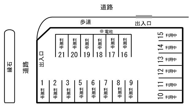 サンパーク松本駐車場（東口）　空き台数（0台）の区画図