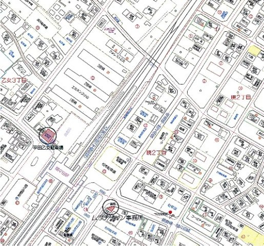 平田乙女駐車場（西口）　空き台数（1台）の地図