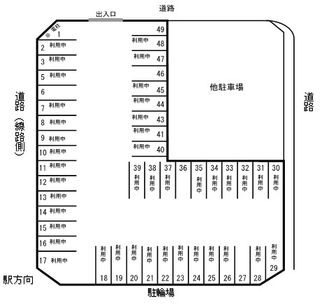 松本駐車場（東口）　空き台数（4台）1月1日から1台利用可能