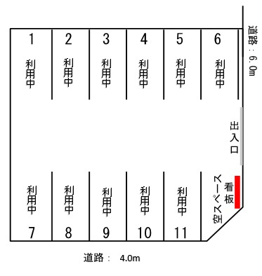 ラッキー駐車場（西口）　空き台数（0台）の区画図
