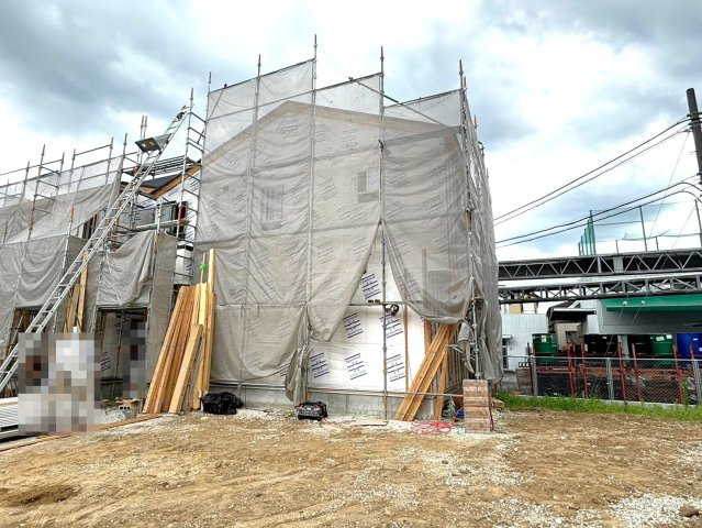 京阪本線『淀』駅まで徒歩８分♪お財布にも優しいオール電化４ＬＤＫ住宅◎伏見区淀下津町１期の外観|外観(２０２４年７月撮影)
現況建築中