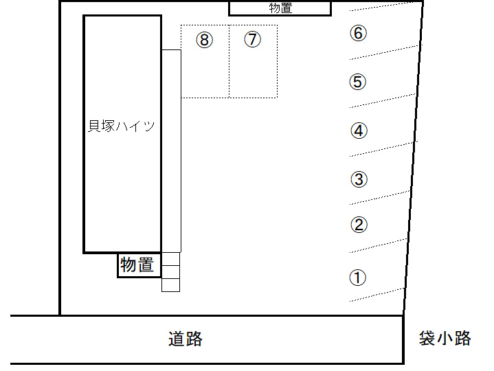 釧路市貝塚4丁目売アパートの駐車場