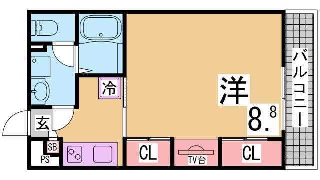 神戸市兵庫区矢部町の賃貸マンションの間取り