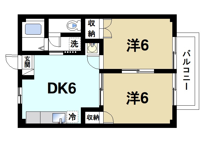 ルミエール萩の台の間取り|2DKです