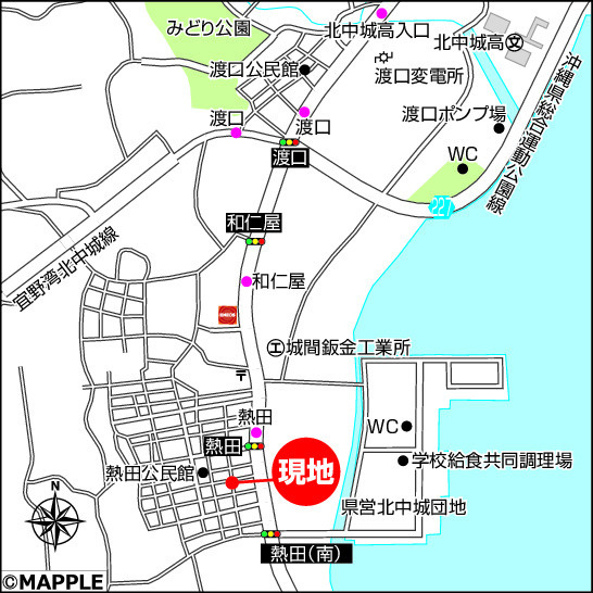 ハートフルタウン北中城熱田　2号棟の地図