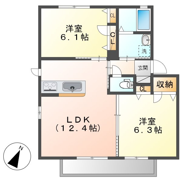 倉敷市福田町古新田のアパートの外観