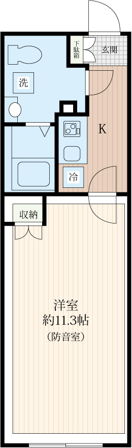 [防音マンション」スカイラシクラス小岩の間取り|11.3帖の防音室です