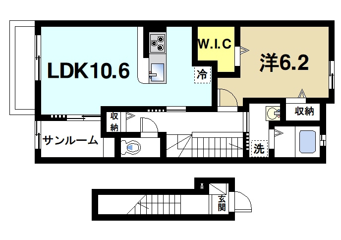 ベルソレイユⅡの間取り|1LDKの間取り