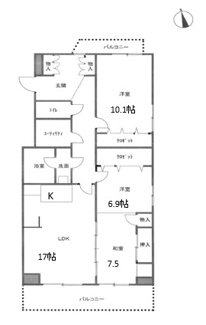 【間取り】 | キャスルハイツ長良平和通3階部分！広い玄関とランドリースペースが特徴的な3LDK！トランクルームあり | キャスルハイツ長良平和通3階部分！広い玄関とランドリースペースが特徴的な3LDK！トランクルームあり！