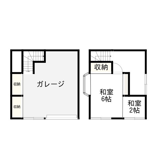 曽於市末吉町南之郷の中古一戸建の間取り|別棟（1F車庫・2F居室）