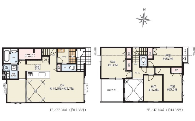 八王子市　横川町　新築一戸建て　５期の間取り|～南向き3SLDK　リビングを間仕切りすれば4LDK＋Sも対応可能な間取り～