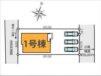 八王子市　横川町　新築一戸建て　５期の区画図|～東5ｍ道路に面している整形地　西側通路につき陽当たり・風通しも良好です～