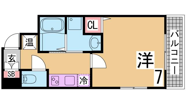 神戸市兵庫区下沢通８丁目の賃貸マンションの間取り