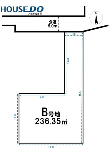 売土地　四條畷市蔀屋本町B号地（建築条件無し更地）