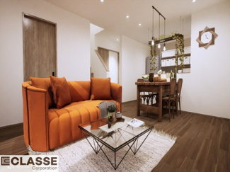 【完成予想図】 | 宇治市木幡御蔵山　2区画　C号地　売土地　建築条件付き | 人気の和モダンやホテルライクのテイストを基調に、家具・照明を組み合わせて、暮らしがより具体的にイメージできるご提案をしています。