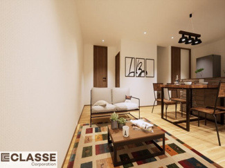 【完成予想図】 | 宇治市木幡御蔵山　2区画　D号地　売土地　建築条件付き | 標準仕様（アトリエスタイルハウス仕様）で断熱材は気密性、断熱性能も高い、吹付断熱を採用。屋根断熱を実現していますので、お家全体が冬はあったかく、夏は涼しいお家づくりが可能です。