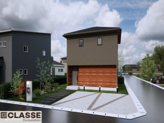 【外観パース】 | 宇治市木幡御蔵山　2区画　D号地　売土地　建築条件付き | 弊社は、気密測定器を保有しており、自社での気密測定を実現しております。気密処理をし、気密測定まで標準でさせていただいております。