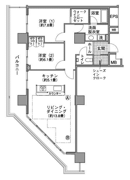 江東区豊洲５丁目の賃貸マンションの間取り